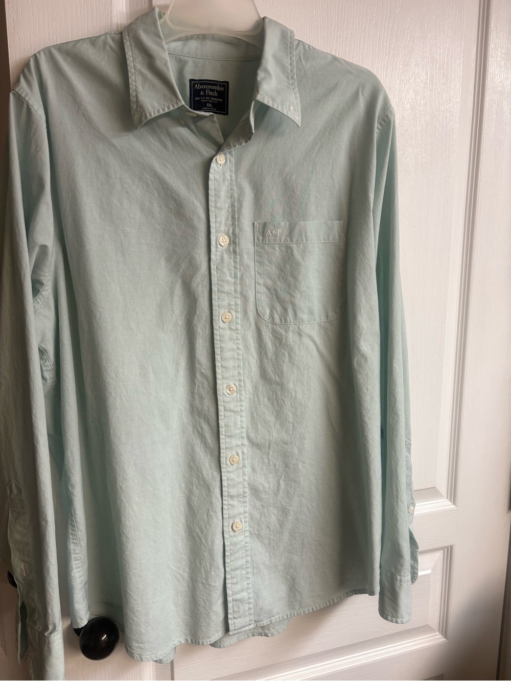 Abercrombie & Fitch Pale Mint Green Long-Sleeve Button-Down Shirt